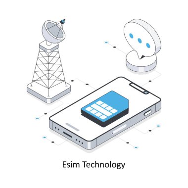ESim Teknoloji Isometric hisse senedi çizimi. EPS Dosya illüstrasyonu