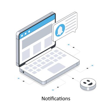 Bildirimler Isometric hisse senedi illüstrasyonu. EPS Dosya illüstrasyonu