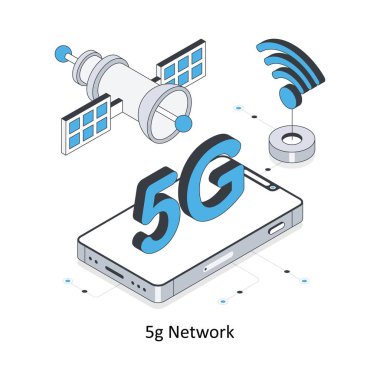 5G Network Isometric hisse senedi çizimi. EPS Dosya illüstrasyonu