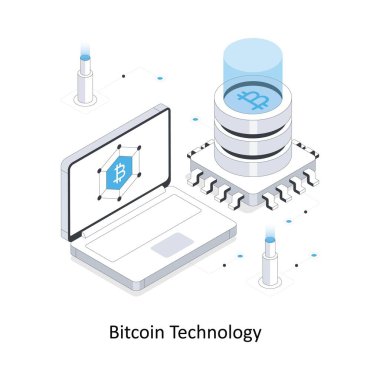 Bitcoin Teknolojisi izometrik hisse senedi çizimi. EPS Dosya illüstrasyonu