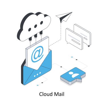 Bulut Postası izometrik hisse senedi çizimi. EPS Dosya illüstrasyonu