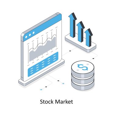 Borsa izometrik hisse senedi çizimi. EPS Dosya illüstrasyonu