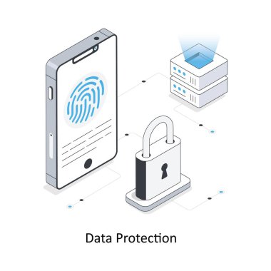 Veri Koruması izometrik hisse senedi çizimi. EPS Dosya illüstrasyonu