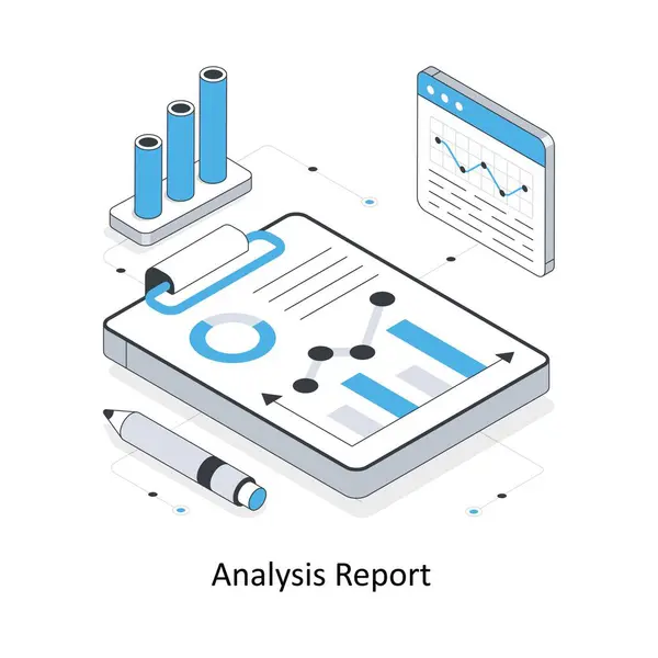 Analiz Raporu izometrik hisse senedi çizimi. EPS Dosya illüstrasyonu
