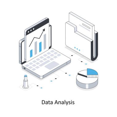 Veri Analizi izometrik hisse senedi çizimi. EPS Dosya illüstrasyonu