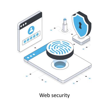Web güvenliği izometrik hisse senedi çizimi. EPS Dosya illüstrasyonu