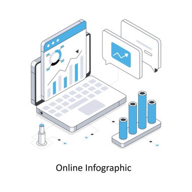 Çevrimiçi Info grafik izometrik hisse senedi çizimi. EPS Dosya illüstrasyonu