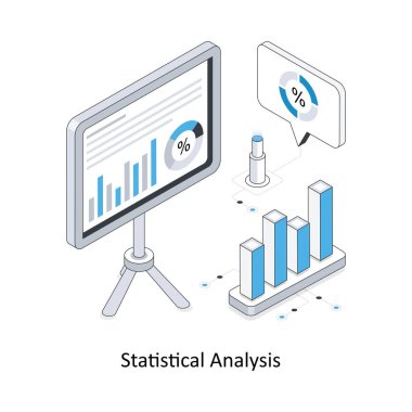 İstatistiksel analiz izometrik hisse senedi çizimi. EPS Dosya illüstrasyonu