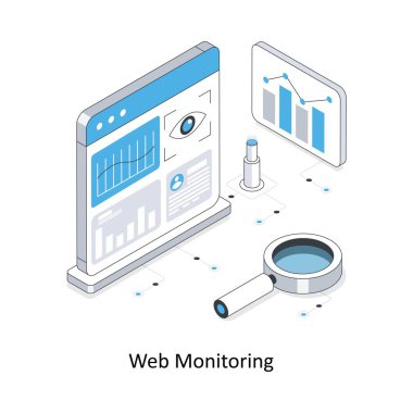 Web İzleme İzometrik Stok Çizimi. EPS Dosya illüstrasyonu