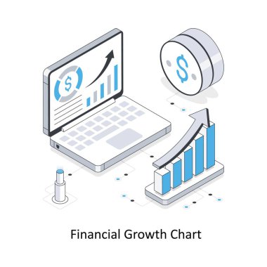 Finansal Büyüme Çizelgesi izometrik hisse senedi çizimi. EPS Dosya illüstrasyonu