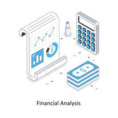 Vergi analizi izometrik hisse senedi çizimi. EPS Dosya illüstrasyonu