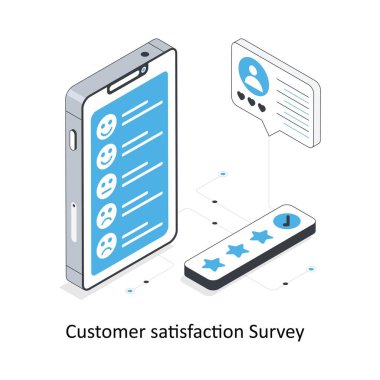 Müşteri memnuniyeti anketi izometrik hisse senedi çizimi. EPS Dosya illüstrasyonu