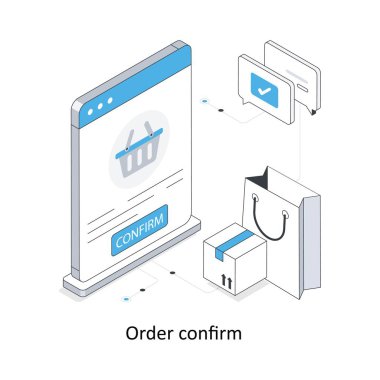 Sipariş, izometrik hisse senedi illüstrasyonunu doğruluyor. EPS Dosya illüstrasyonu