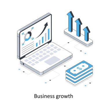 Business Growth izometrik hisse senedi çizimi. EPS Dosya illüstrasyonu