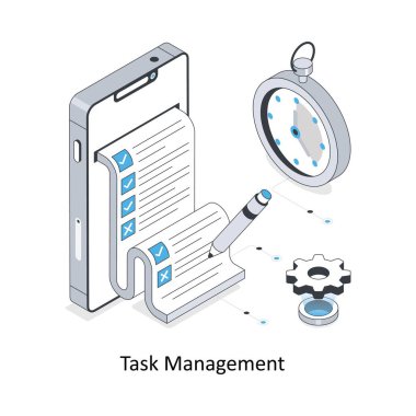 Görev Yönetimi izometrik hisse senedi çizimi. EPS Dosya illüstrasyonu