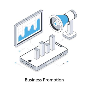 Business Promotion izometrik hisse senedi çizimi. EPS Dosya illüstrasyonu
