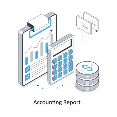 Muhasebe Raporu izometrik hisse senedi çizimi. EPS Dosya illüstrasyonu