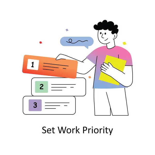 Çalışma Önceliği Düz Biçim Tasarım Vektörü illüstrasyonunu Ayarla. Hisse senedi bozulması. 