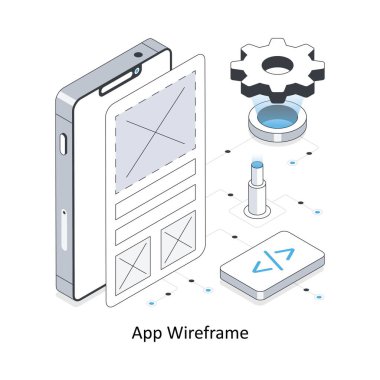 Uygulama Wireframe izometrik stok illüstrasyonu Eps 10 Dosya