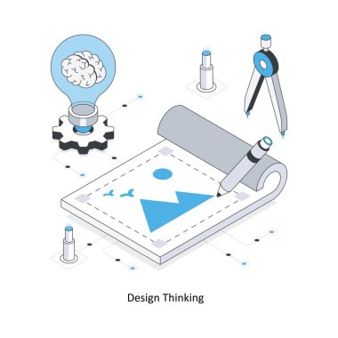 Tasarım Düşünme Isometric hisse senedi çizimi. EPS Dosya illüstrasyonu