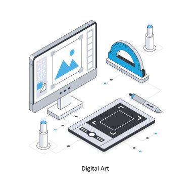 Dijital Sanat Isometric hisse senedi çizimi. EPS Dosya illüstrasyonu