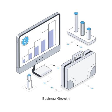 Business Growth izometrik hisse senedi çizimi. EPS Dosya illüstrasyonu