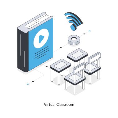 Sanal Sınıflar İzometrik Stok Çizimi. EPS Dosya illüstrasyonu