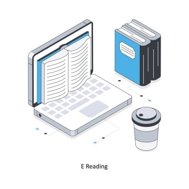 E okunan izometrik hisse senedi çizimi. EPS Dosya illüstrasyonu