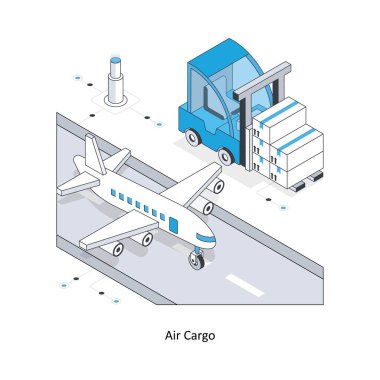 Air Cargo izometrik hisse senedi çizimi. EPS Dosya illüstrasyonu