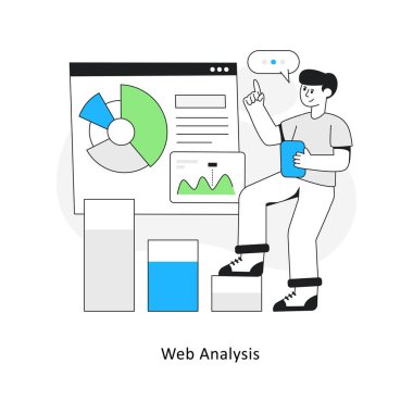 Web analizi izometrik hisse senedi çizimi. EPS Dosya illüstrasyonu