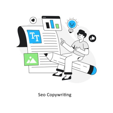 Seo Copywriting izometrik hisse senedi çizimi. EPS Dosya illüstrasyonu