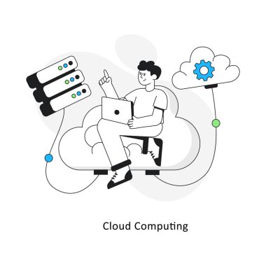Cloud Computing izometrik hisse senedi çizimi. EPS Dosya illüstrasyonu