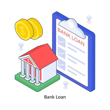 Banka kredisi izometrik renkli illüstrasyon. EPS Dosya illüstrasyonu