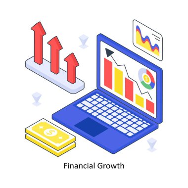 Finansal Büyüme İzometrik Renkli Çizim. EPS Dosya illüstrasyonu