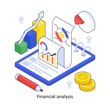 Mali analiz izometrik renkli çizim. EPS Dosya illüstrasyonu