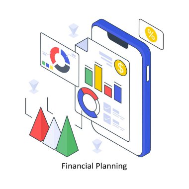 Mali Planlama İzometrik Renkli Çizim. EPS Dosya illüstrasyonu