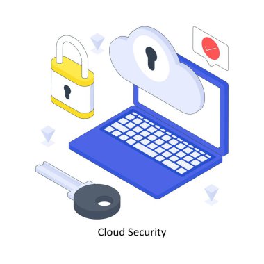 Bulut Güvenliği izometrik renkli çizim. EPS Dosya illüstrasyonu