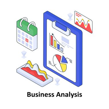 İş Analizi İzometrik Renkli Çizim. EPS Dosya illüstrasyonu