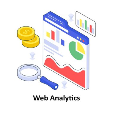 Web Analitik İzometrik Renkli Çizim. EPS Dosya illüstrasyonu