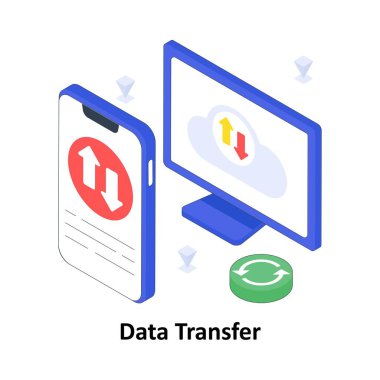 Veri transferi izometrik renkli çizim. EPS Dosya illüstrasyonu