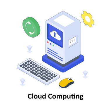 Bulut Hesaplama İzometrik Renkli Çizim. EPS Dosya illüstrasyonu