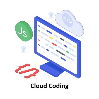 Bulut Kodlama İzometrik Renkli Çizim. EPS Dosya illüstrasyonu