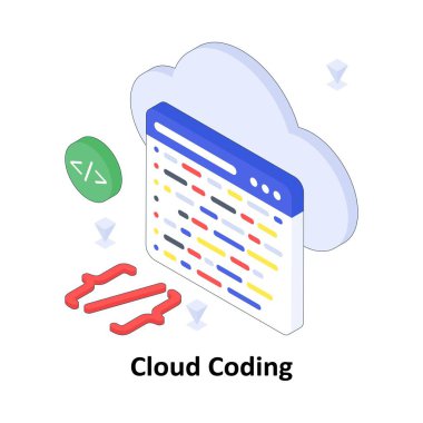 Bulut Kodlama İzometrik Renkli Çizim. EPS Dosya illüstrasyonu