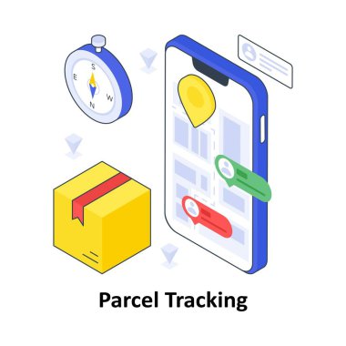 Paket İzleme İzleme İzleme Renkli Çizim. EPS Dosya illüstrasyonu