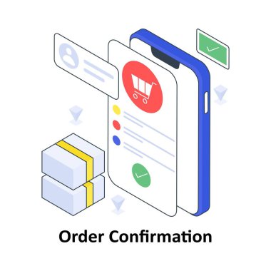 Doğrulama Sıralaması izometrik renkli illüstrasyon. EPS Dosya illüstrasyonu