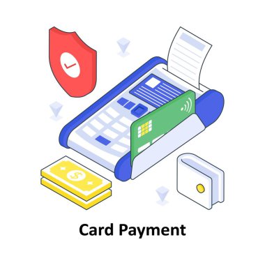 Kart Ödeme İzometrik Renkli Çizim. EPS Dosya illüstrasyonu