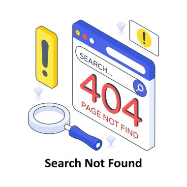 Arama Bulunamadı İzometrik Renkli illüstrasyon. EPS Dosya illüstrasyonu