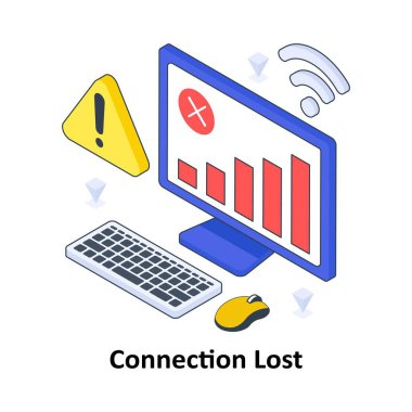 Bağlantı Kayıp İzometrik Renkli Çizim. EPS Dosya illüstrasyonu