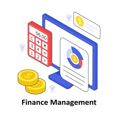 Finans Yönetimi izometrik renkli çizim. EPS Dosya illüstrasyonu