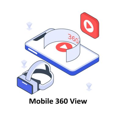 Mobil 360 Görüntüleme İzometrik Renkli Çizim. EPS Dosya illüstrasyonu